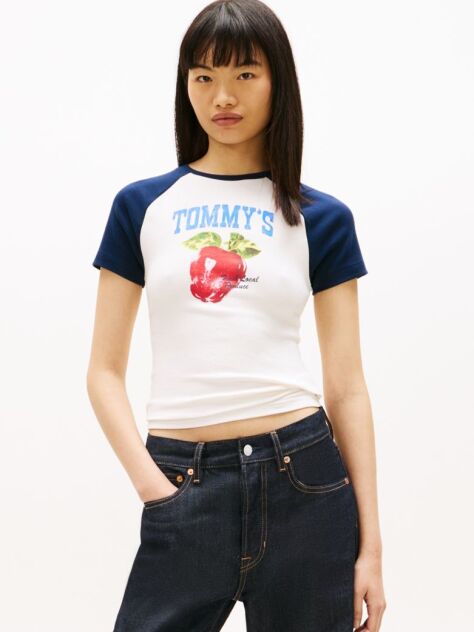 Μπεζ Slim T-Shirt Με Ραγκλάν Μανίκια Και Σχέδιο  Γυναίκες