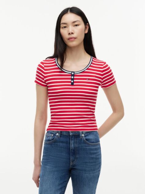 Multi Henley T-Shirt Σε Στενή Γραμμή  Γυναίκες