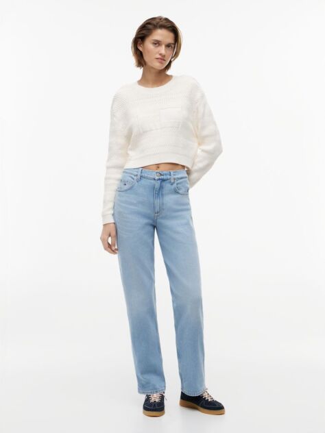 White Textured Knit Relaxed Jumper  Women