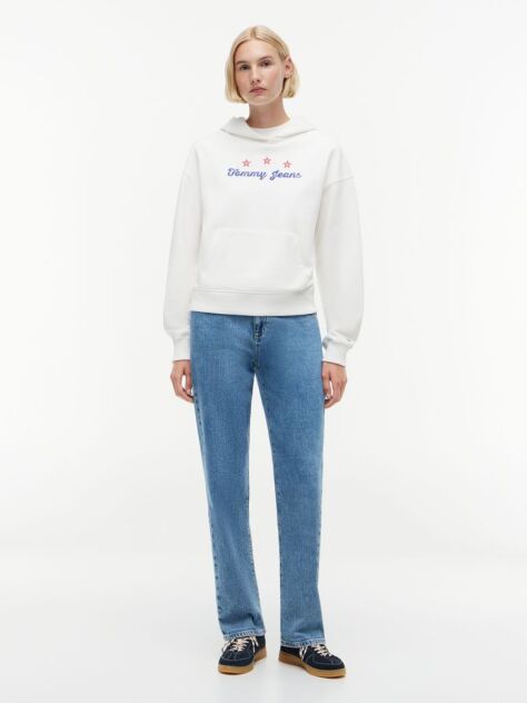 White Back Graphic Boxy Hoody  Women