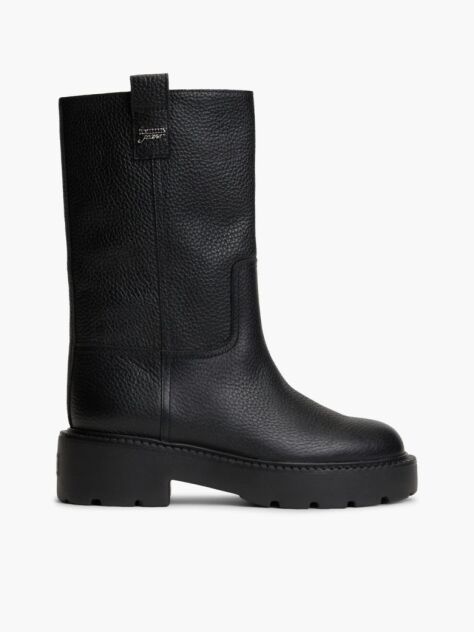 Black Leather Ankle Boots  Women