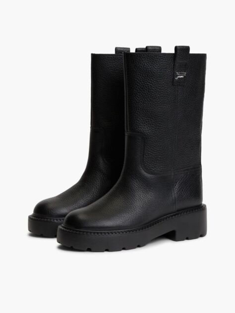 Black Leather Ankle Boots  Women