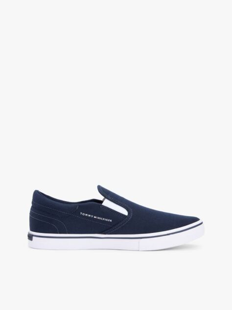 Blue Canvas Slip-On Trainers  Men