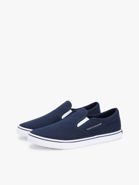 Blue Canvas Slip-On Trainers  Men