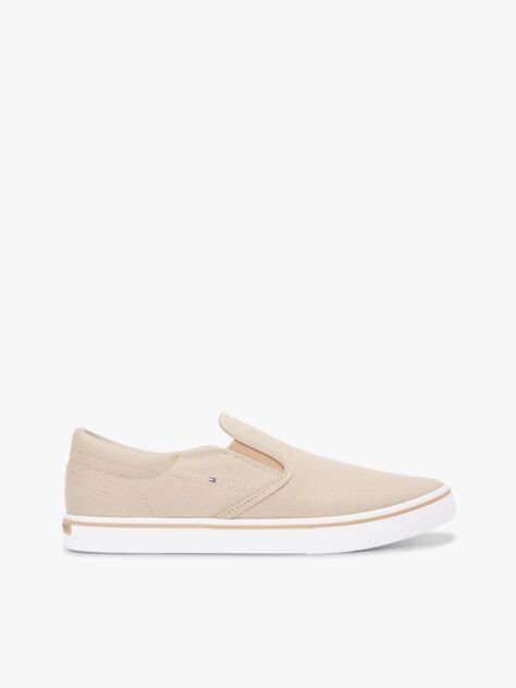 Beige Canvas Slip-On Trainers  Men