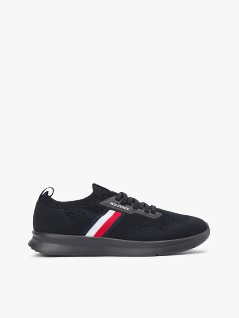 Μαύρο Sneakers Με Πλεκτό Σχέδιο Και Λογότυπο Hilfiger  Άνδρες