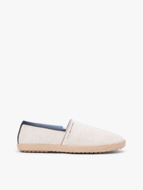 White Linen Chambray Espadrilles  Men