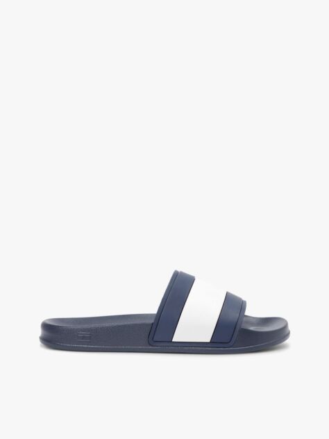 Blue Flag Strap Pool Slides  Men