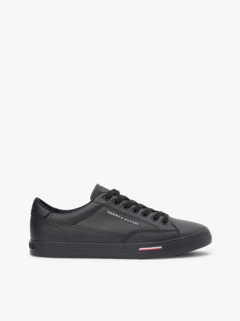 Black Signature Midsole Lace-Up Trainers With Leather  Men