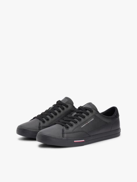 Black Signature Midsole Lace-Up Trainers With Leather  Men
