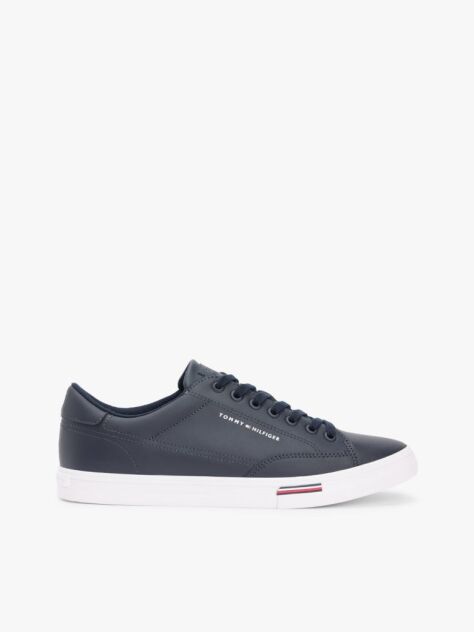 Blue Signature Midsole Lace-Up Trainers With Leather  Men