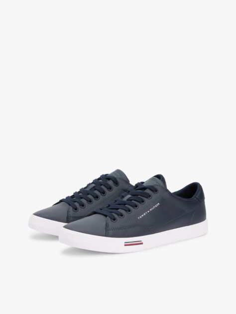 Blue Signature Midsole Lace-Up Trainers With Leather  Men