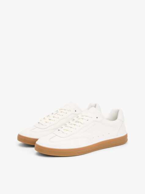 White Luxe Metallic Logo Leather Trainers  Men