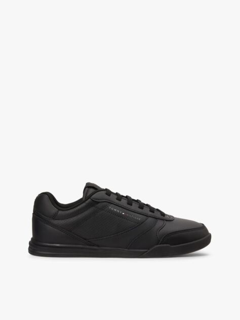 Black Contrast Heel Trainers With Leather  Men