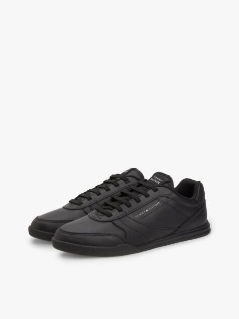 Black Contrast Heel Trainers With Leather  Men