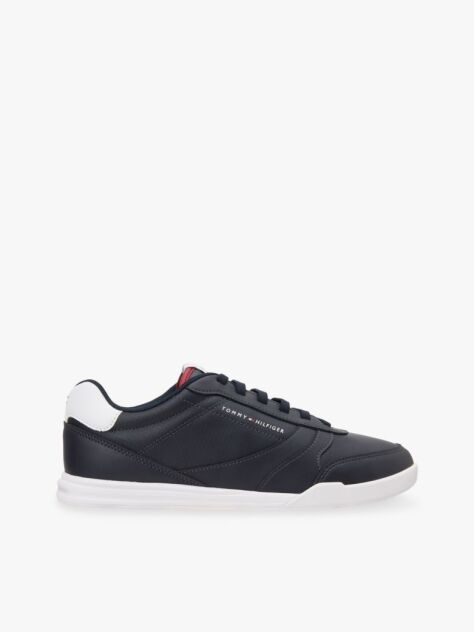 Blue Contrast Heel Trainers With Leather  Men