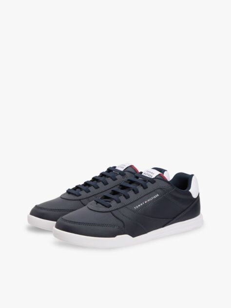 Blue Contrast Heel Trainers With Leather  Men