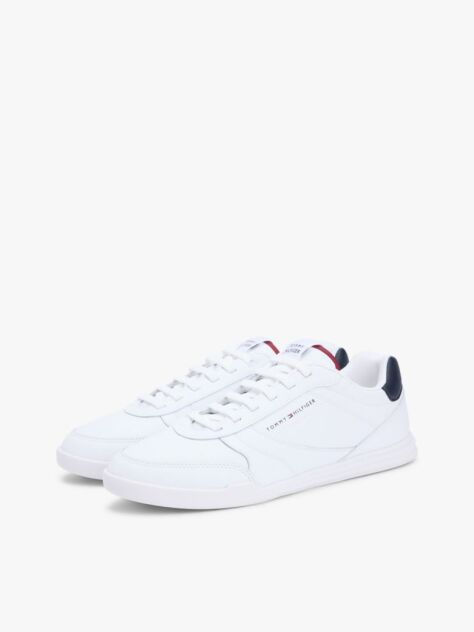 Άσπρο Δερμάτινα Sneakers Με Αντίθεση Πίσω  Άνδρες