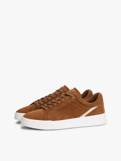 Brown Suede Court Trainers  Men