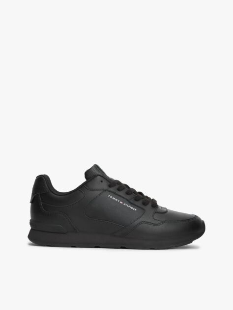 Black Logo Lightweight Trainers With Leather  Men