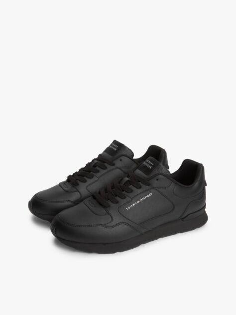 Black Logo Lightweight Trainers With Leather  Men