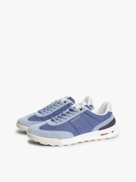 Μπλε Ρετρό Sneakers Με Μίξη Υφών Και Chunky Σόλα  Άνδρες
