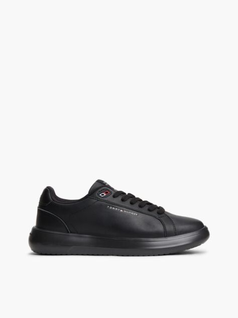 Black Chunky Leather Sneakers  Men
