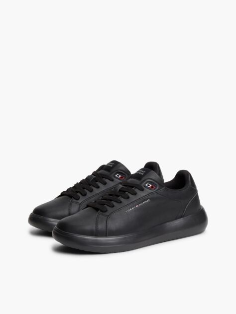 Black Chunky Leather Sneakers  Men