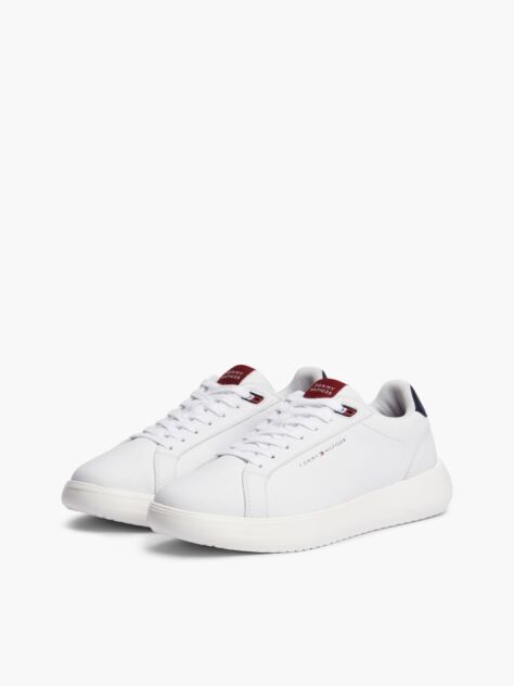 White Chunky Leather Sneakers  Men