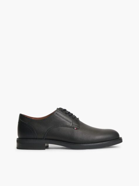 Black Pebble Grain Leather Derby Shoes  Men