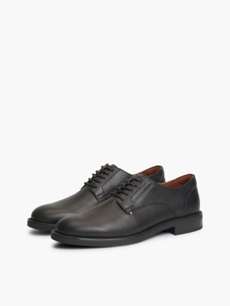 Black Pebble Grain Leather Derby Shoes  Men