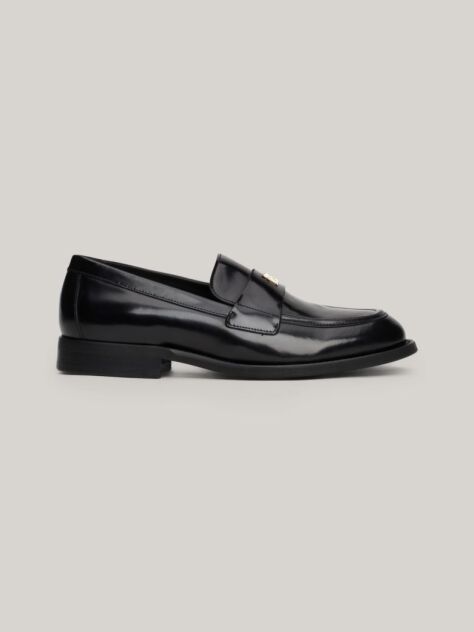 Μαύρο TH Monogram Δερμάτινα Loafers  Γυναίκες
