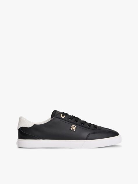 Black Leather TH Monogram Lace-Up Trainers  Women