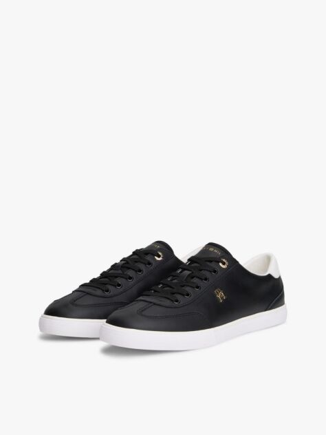 Black Leather TH Monogram Lace-Up Trainers  Women
