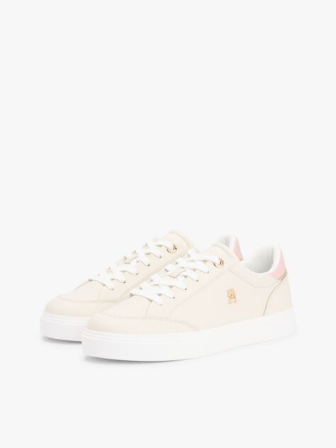 Μπεζ Δερμάτινα Sneakers Με Μονόγραμμα TH  Γυναίκες