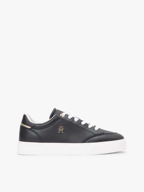 Μαύρο Δερμάτινα Sneakers Με Μονόγραμμα TH  Γυναίκες