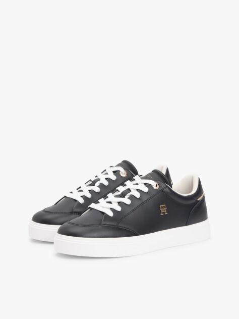 Μαύρο Δερμάτινα Sneakers Με Μονόγραμμα TH  Γυναίκες
