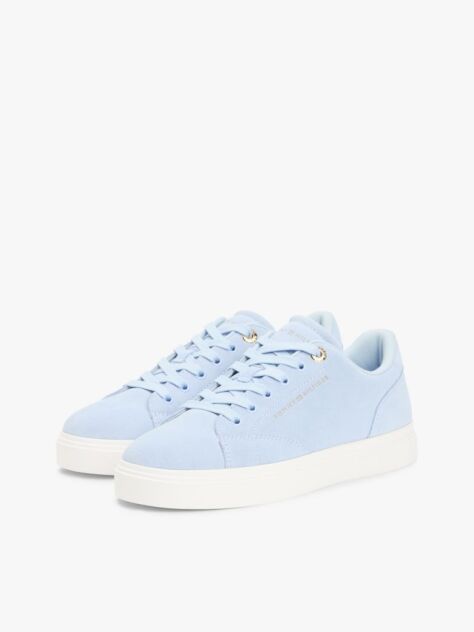 Blue Suede Metallic Logo Cupsole Trainers  Women