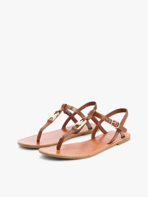 Brown Leather TH Monogram Strap Sandals  Women