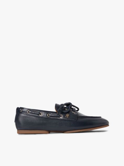 Blue Leather TH Monogram Boat Shoes  Women