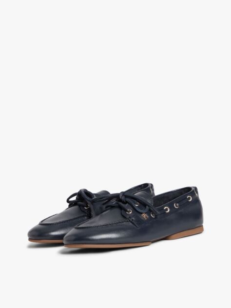 Blue Leather TH Monogram Boat Shoes  Women