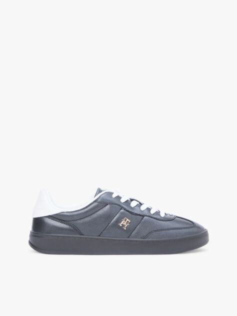 Black TH Monogram Metallic Trainers With Leather  Women