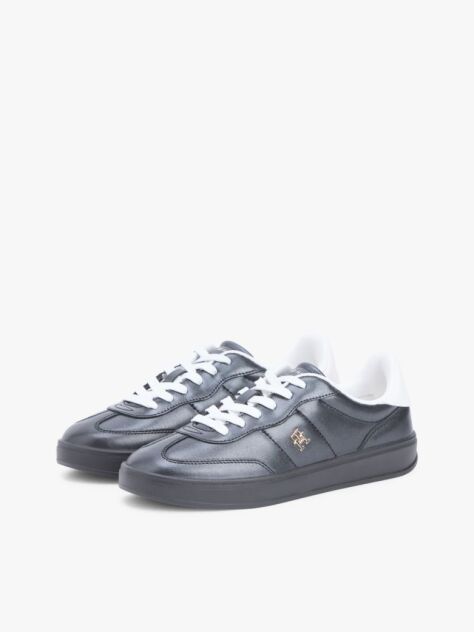 Black TH Monogram Metallic Trainers With Leather  Women