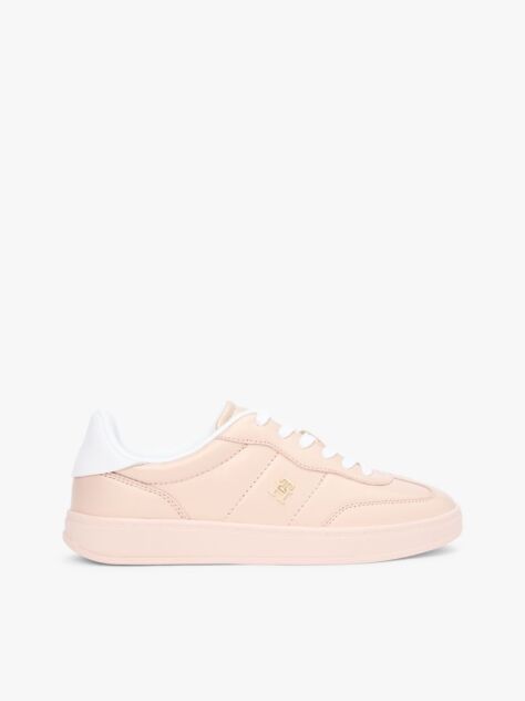 Pink TH Monogram Metallic Trainers With Leather  Women