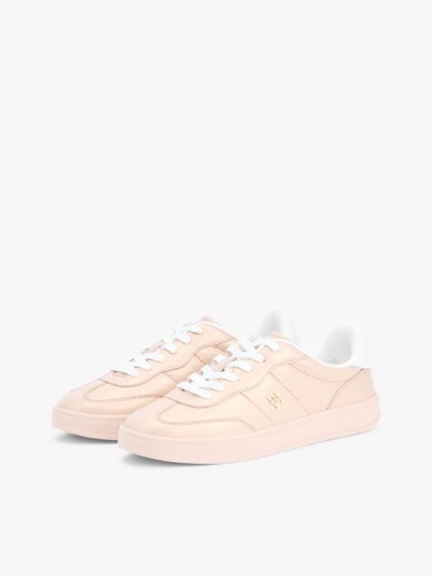 Pink TH Monogram Metallic Trainers With Leather  Women