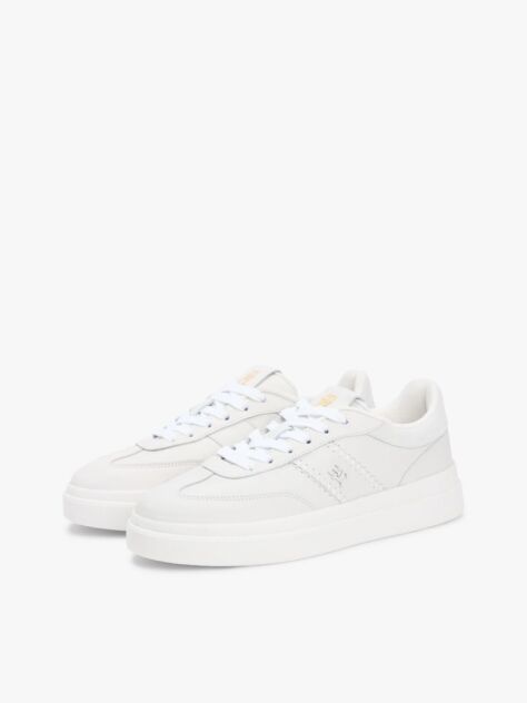 White Leather TH Monogram Court Trainers  Women
