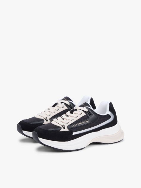 Black Suede Chunky Lace-Up Trainers  Women