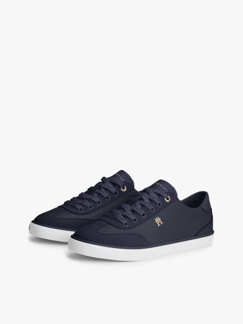 Blue Leather TH Monogram Vulcanised Trainers  Women