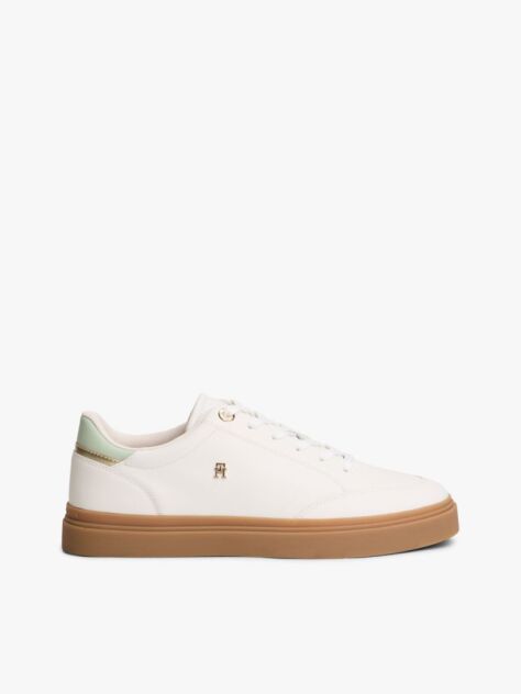 Μπεζ Δερμάτινα Sneakers Με Μονόγραμμα TH  Γυναίκες