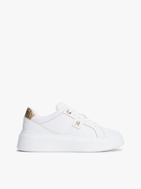 Άσπρο Δερμάτινα Sneakers Με Snake Σχέδιο  Γυναίκες
